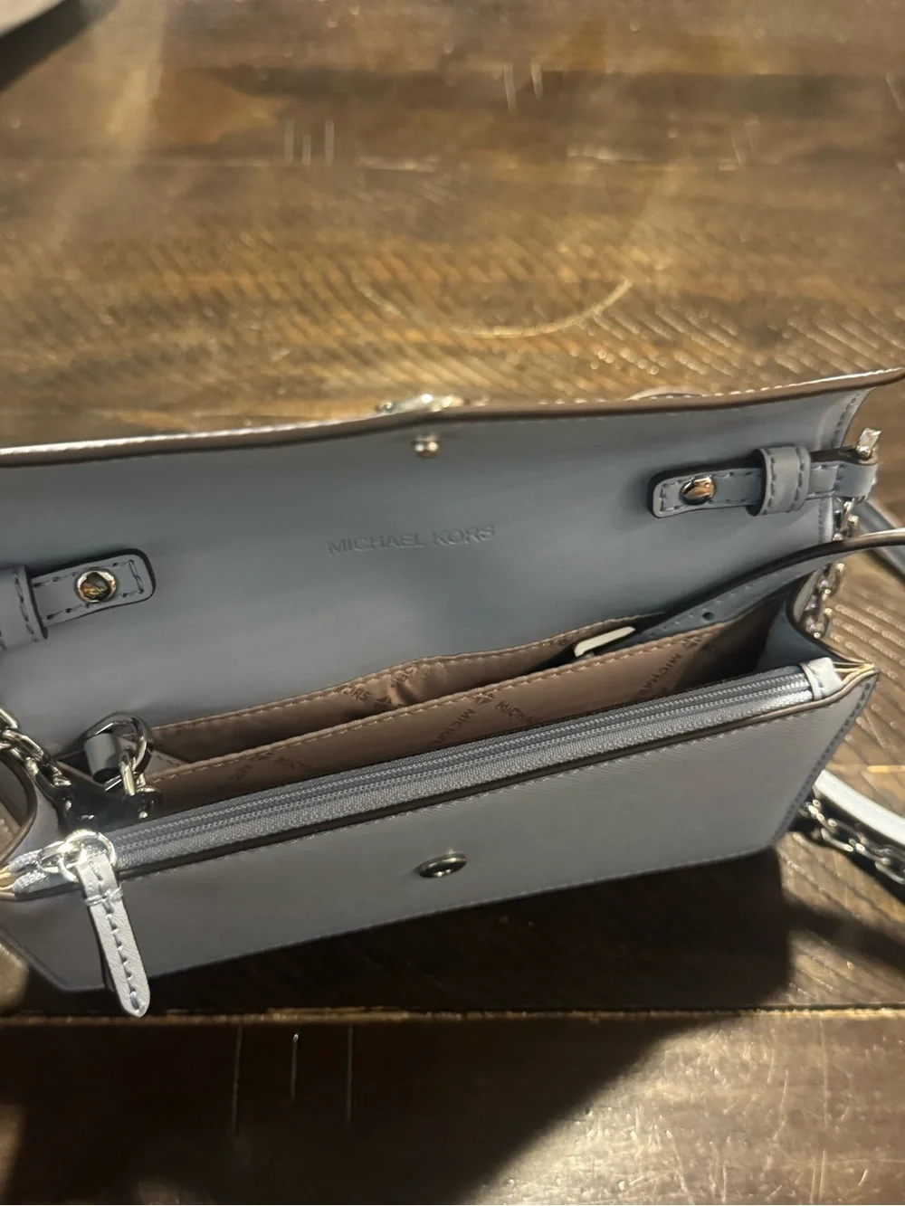 Michael Kors Light Blue Crossbody Chain Wallet